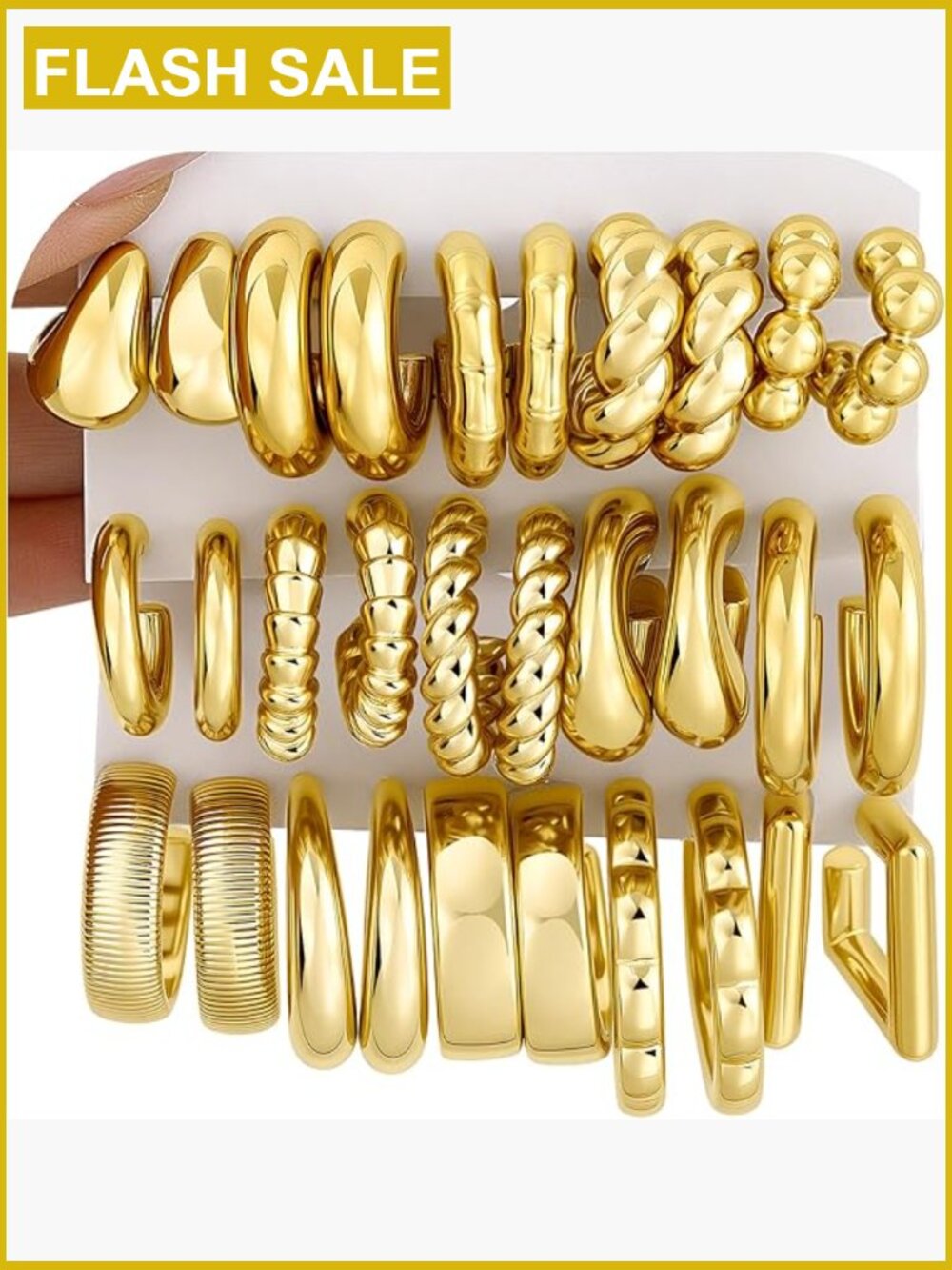 10 Pairs Hypoallergenic Chunky Hoop Earrings Multipack Statement Jewelry